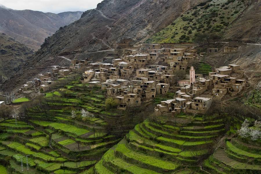 高阿特拉斯山 Imlil 与阿加菲沙漠的骆驼骑行和晚餐